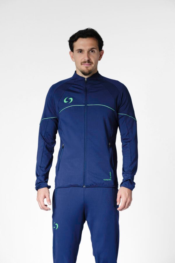 S-cut training tracksuit jacket (navy blue/green)