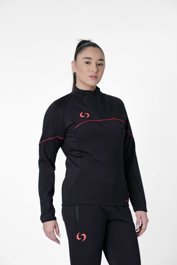 S-cut training tracksuit top (black/red)