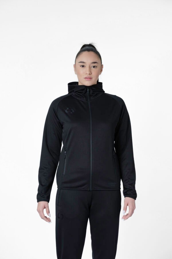 Official tracksuit top with hood (black/black)