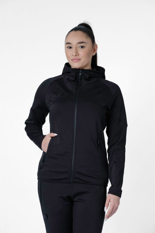 S-cut tracksuit jacket with hood (black/black)