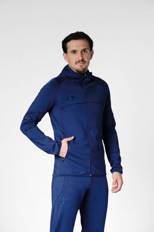 S-cut tracksuit jacket with hood (navy blue/navy blue)