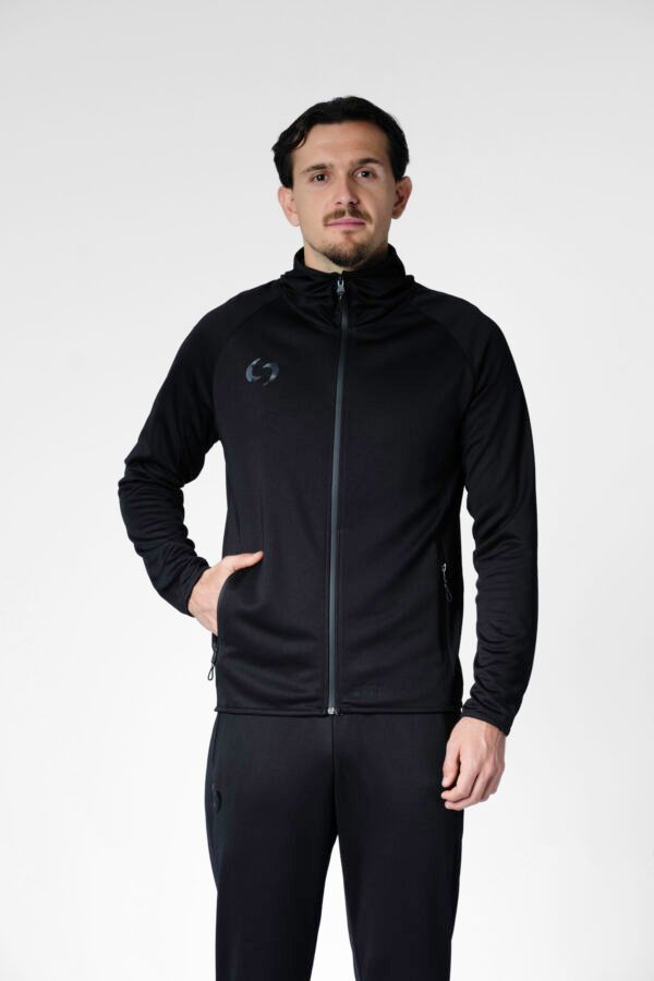 Official tracksuit top with hood (black/black)
